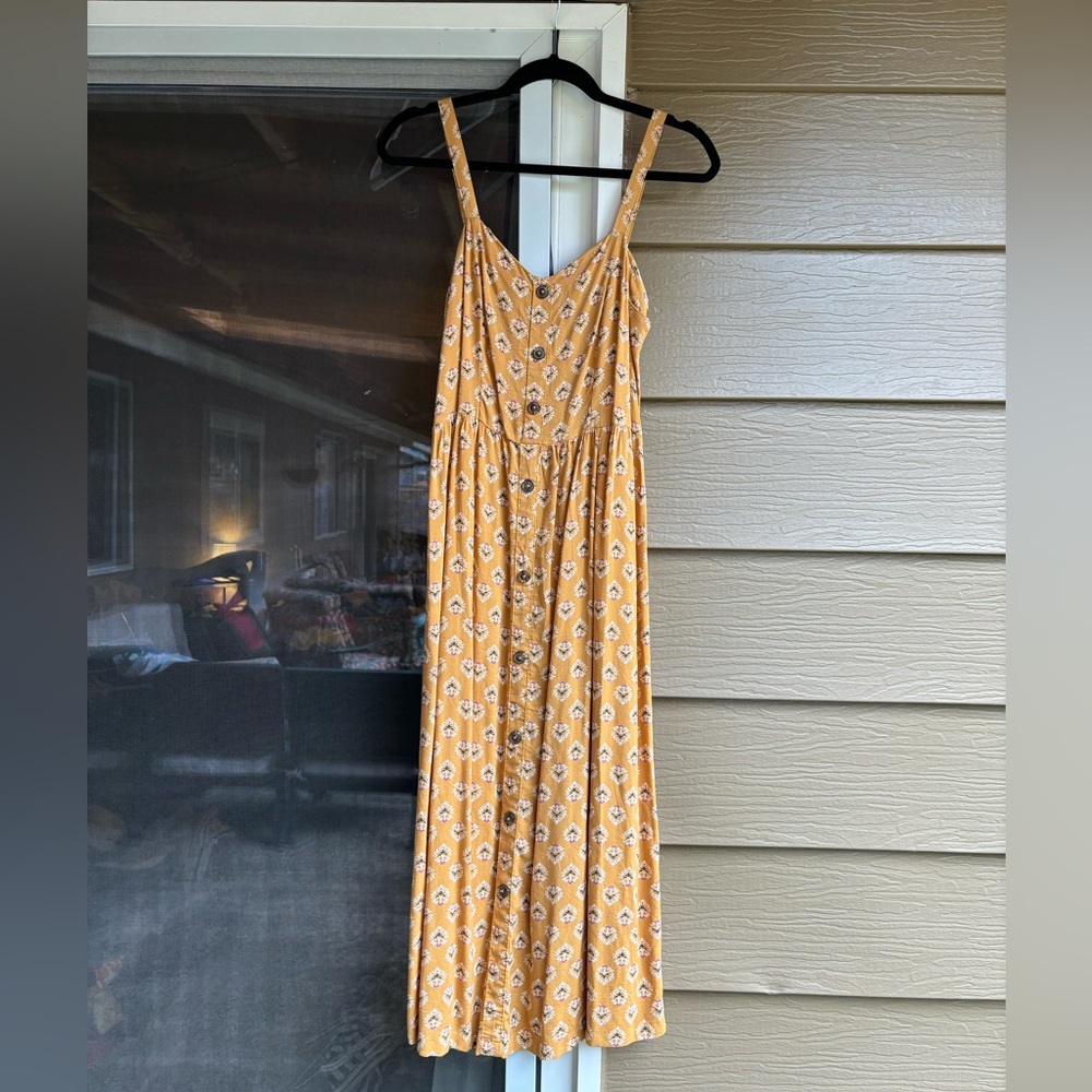 Yellow summer dress, midi length, size small